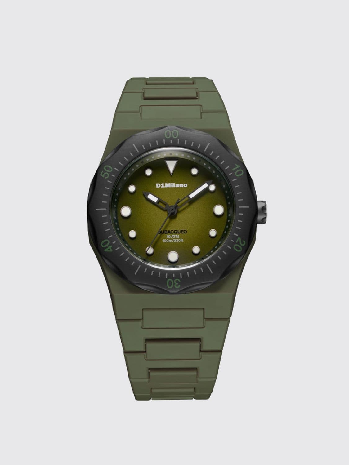 D1 Milano Lagoon Diver 10 ATM Waterproof Polycarbonate Watch with Chrome Bezel