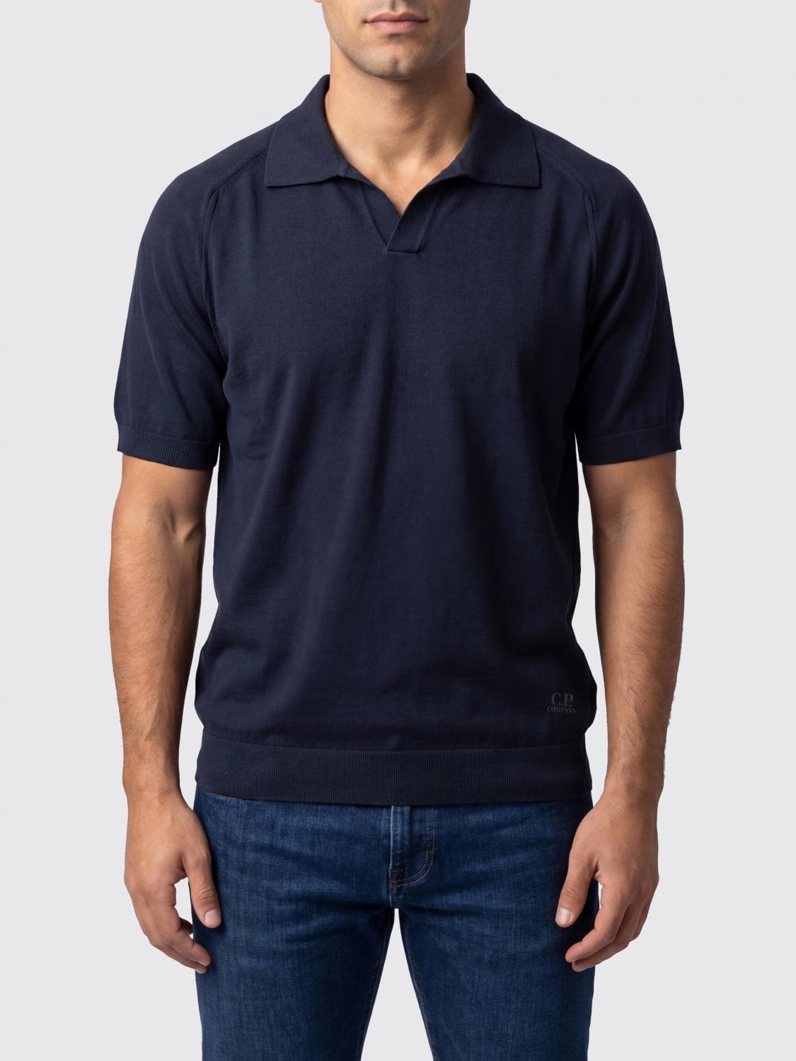 C.p. Company C. P. COMPANY V-Neck Cotton Knit Polo Shirt