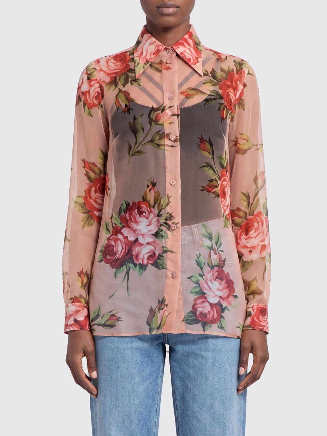 Dolce & Gabbana Silk Shirt with Floral Print