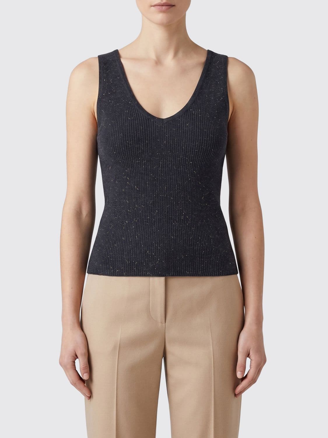 Brunello Cucinelli Off-The-Shoulder Knit Top in Cashmere Blend
