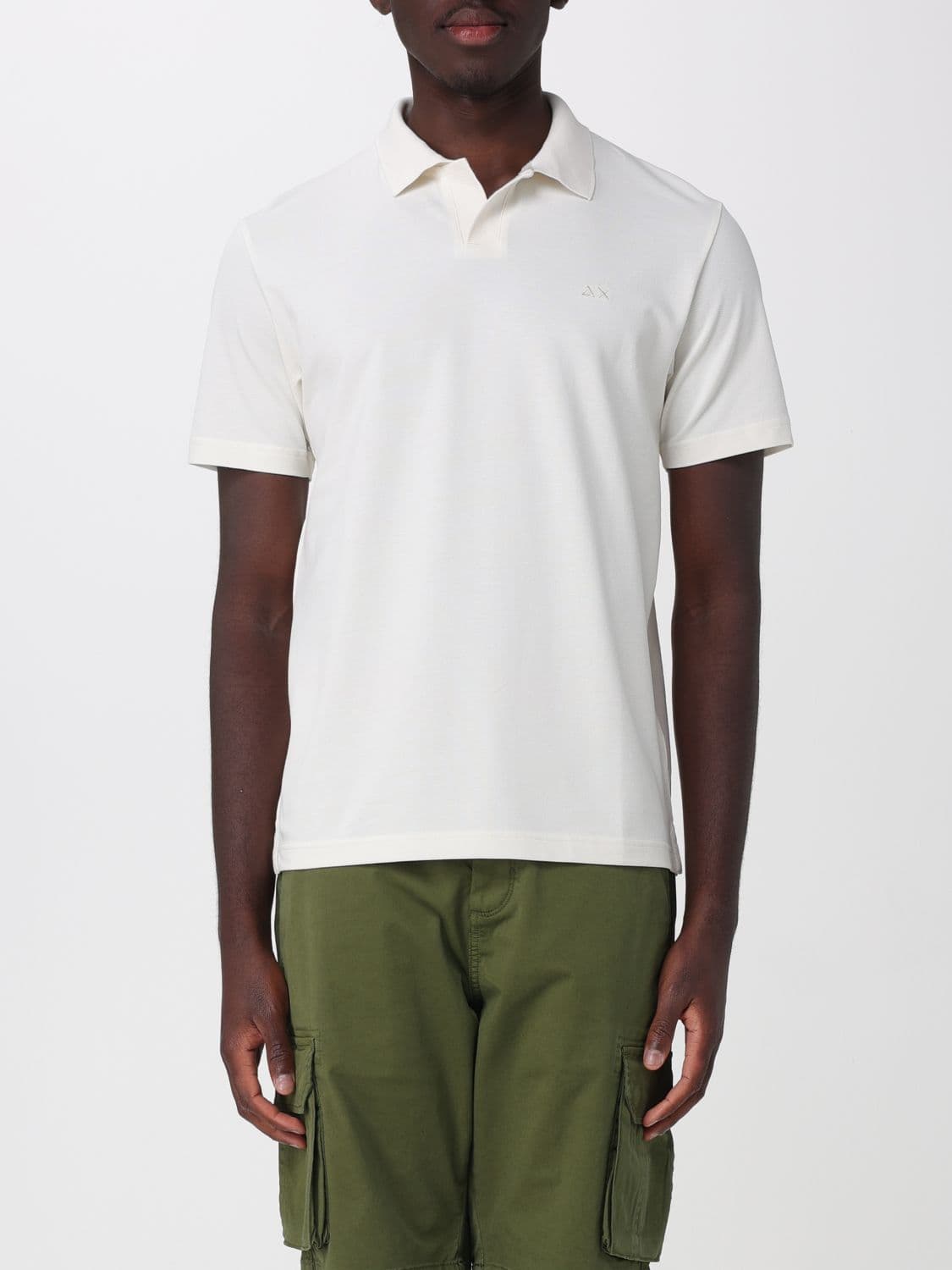 Sun68 Slim Fit Cotton V-Neck Polo Shirt with Short Sleeves