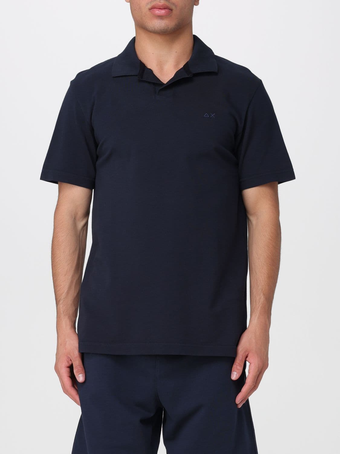 Sun68 Slim Fit Cotton V-Neck Polo Shirt with Short Sleeves