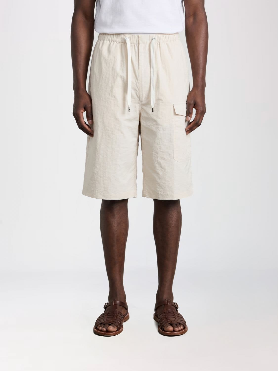 Lemaire Knee-Length Cotton Cargo Shorts with Side Pockets and Drawstring