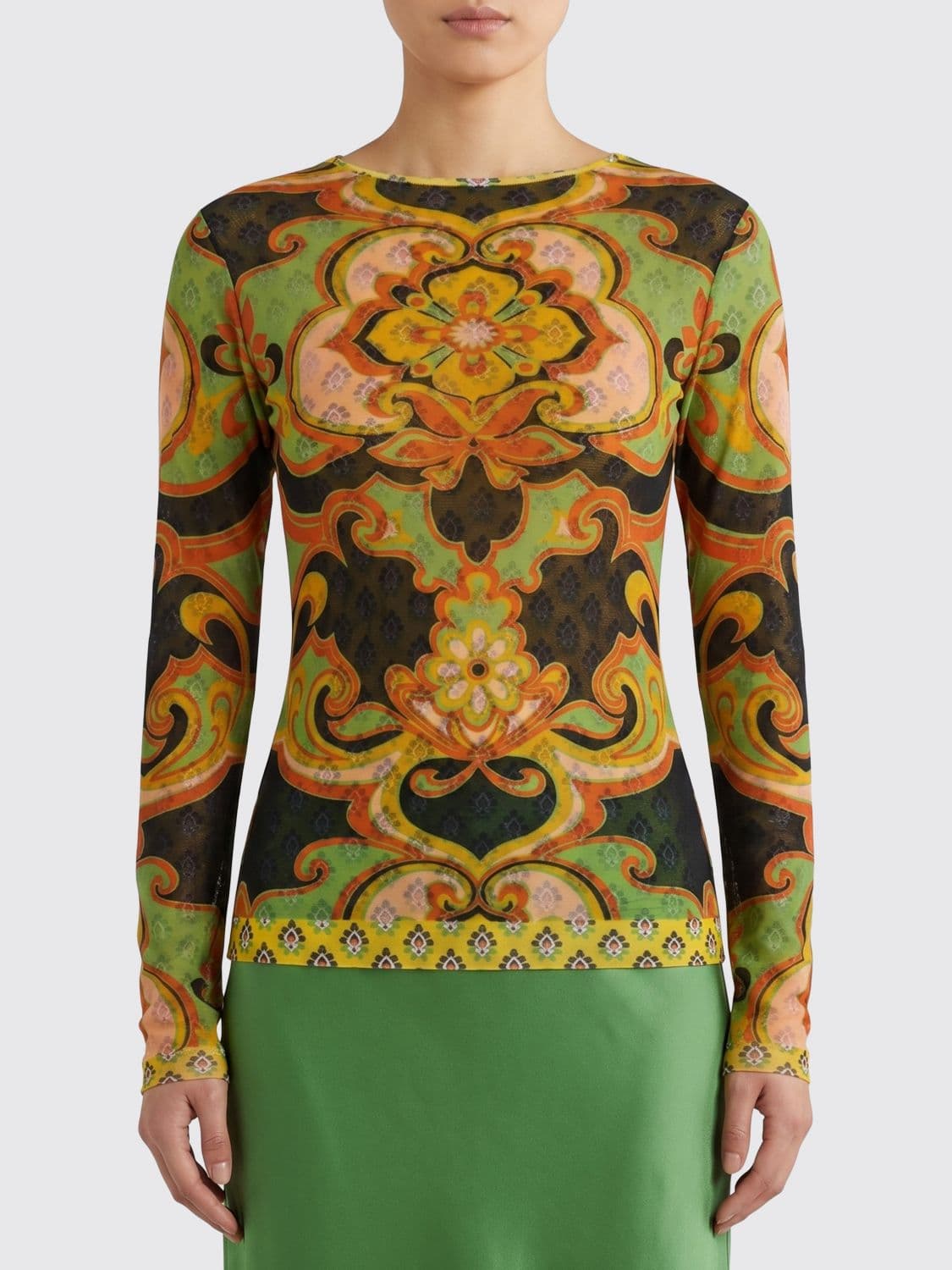 Etro Technical Fabric Top with Ethnic Print