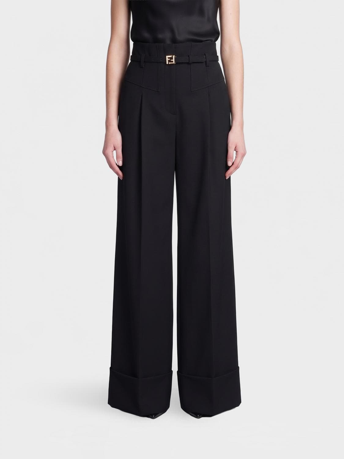 Fendi Virgin Wool Palazzo Trousers