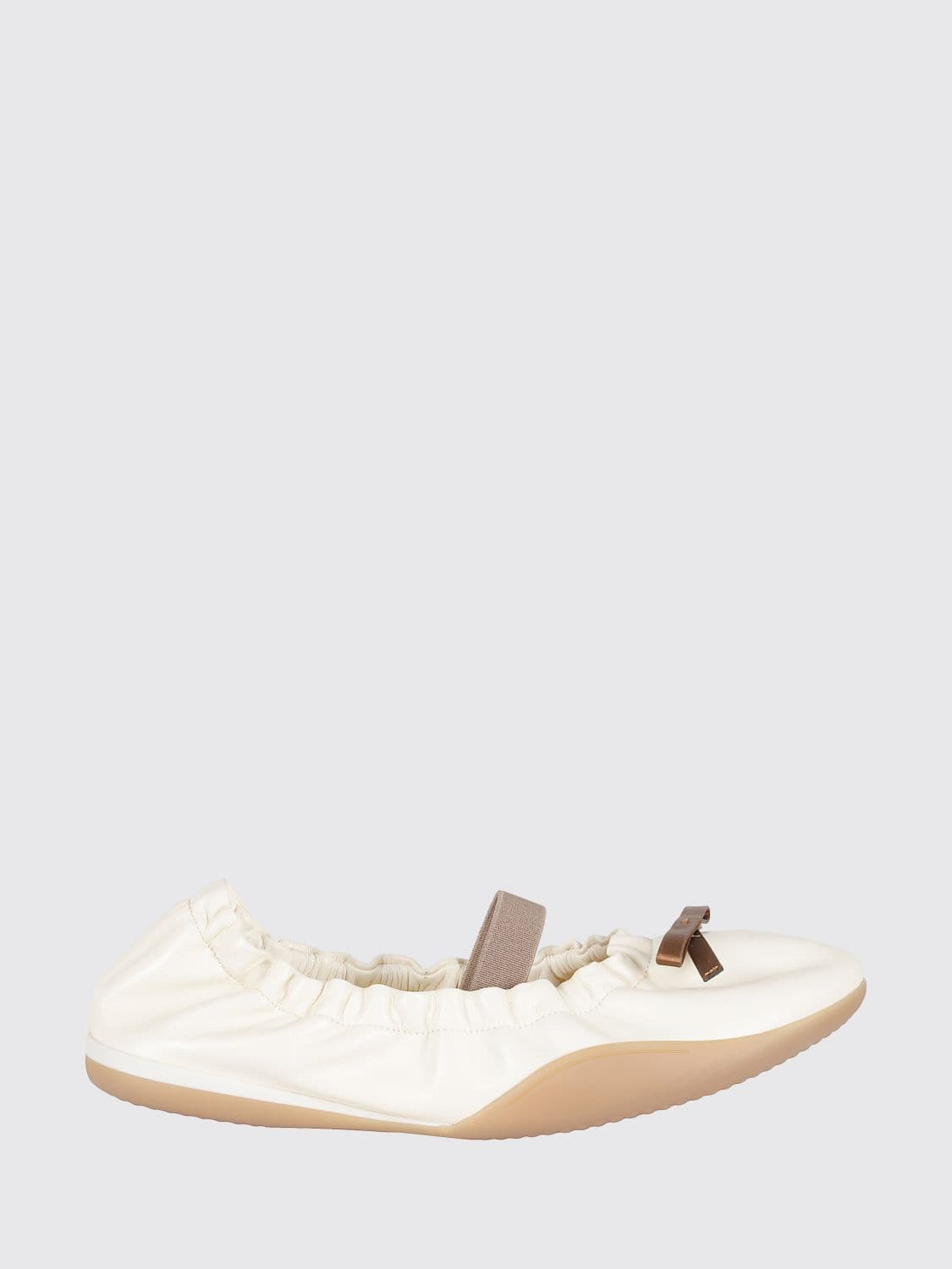 3juin Ruched Leather Ballerinas with Bow