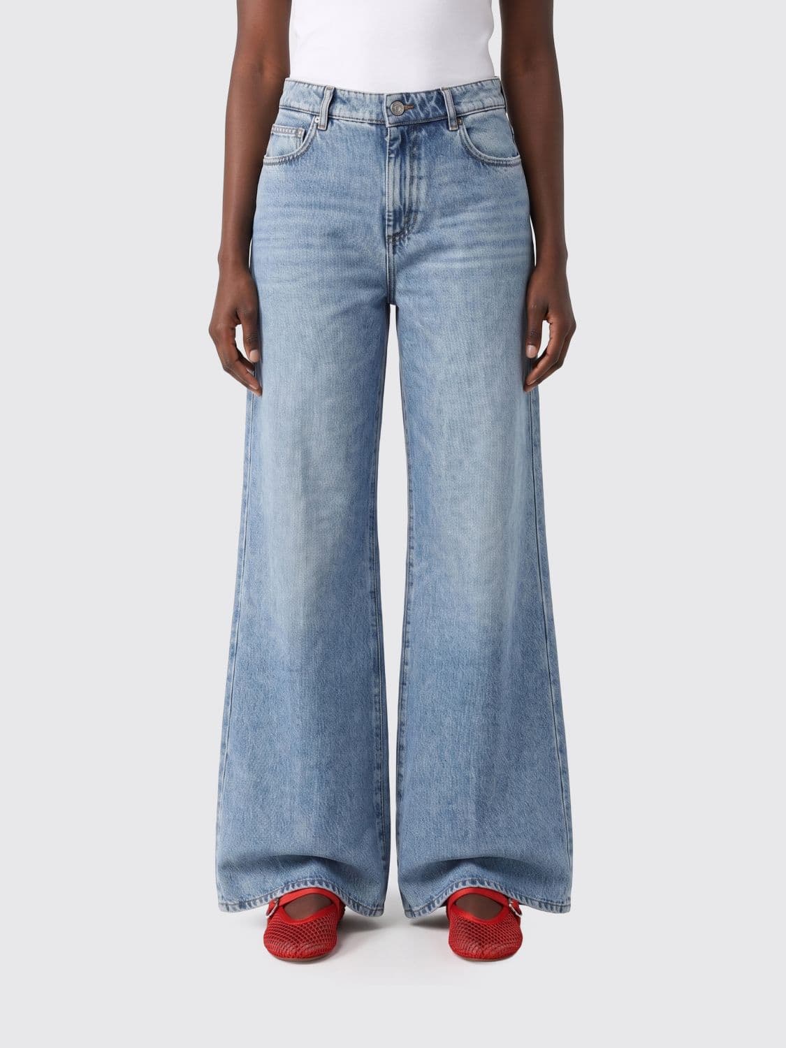 Sportmax Mid-Rise Flared Jeans in Blue Cotton Denim