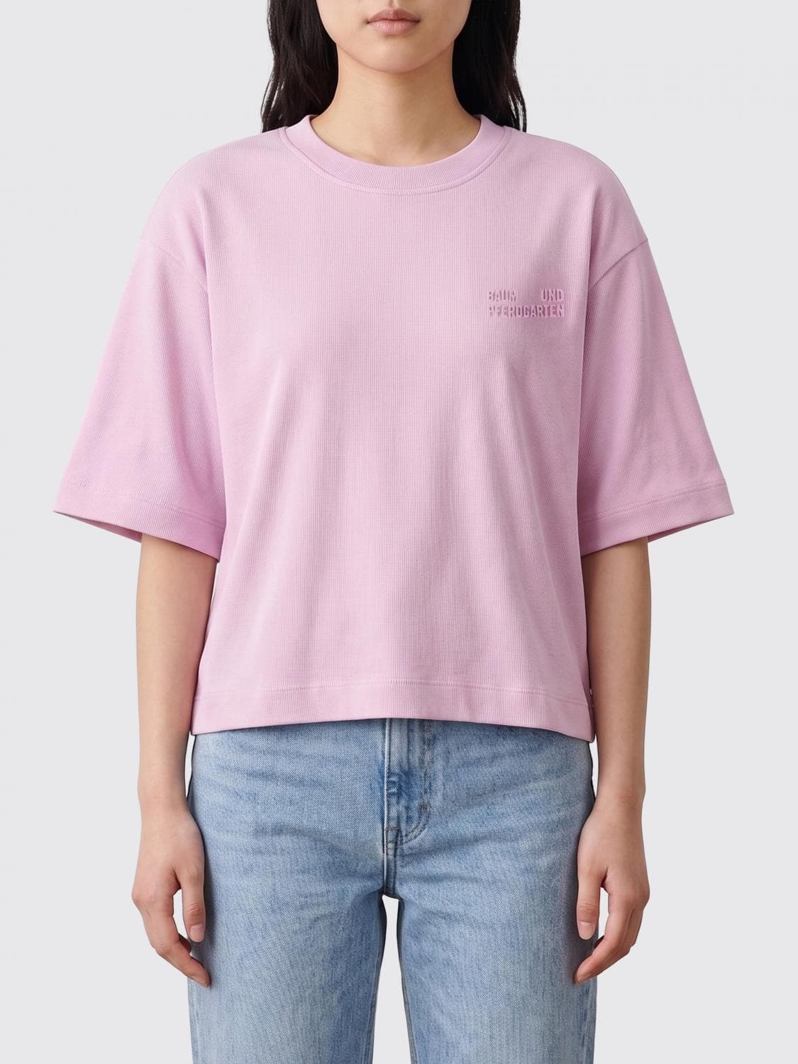 Baum Und Pferdgarten Cotton T-shirt with Tone-on-Tone Logo and Dropped Shoulders · L