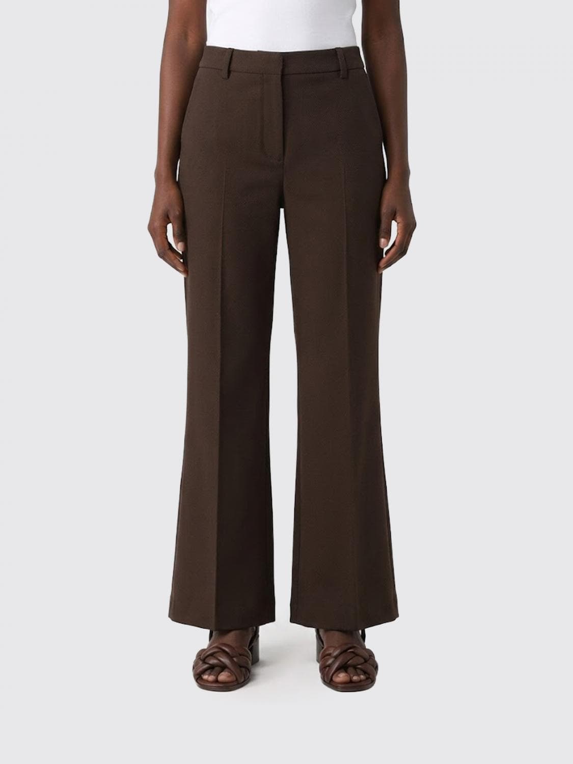 Golden Goose High-Waisted Flared Wool Trousers with Welt Pockets