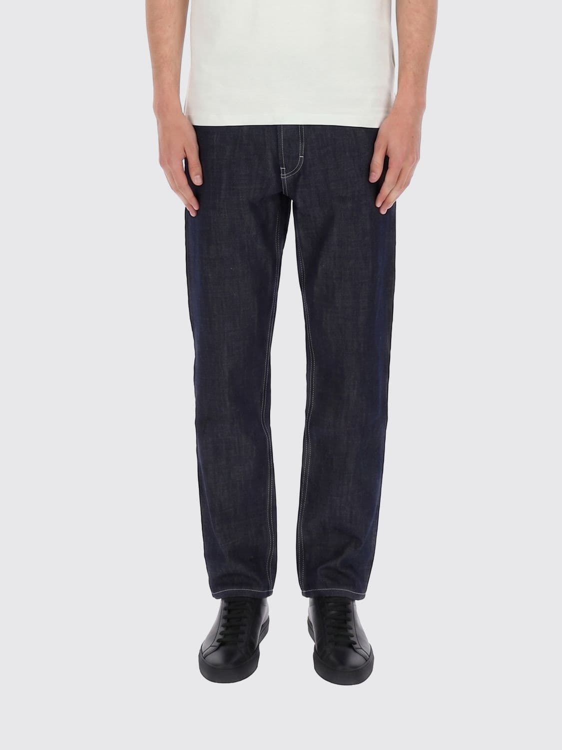 Hugo Mid-Rise Straight Fit Jeans in Blue Cotton Denim