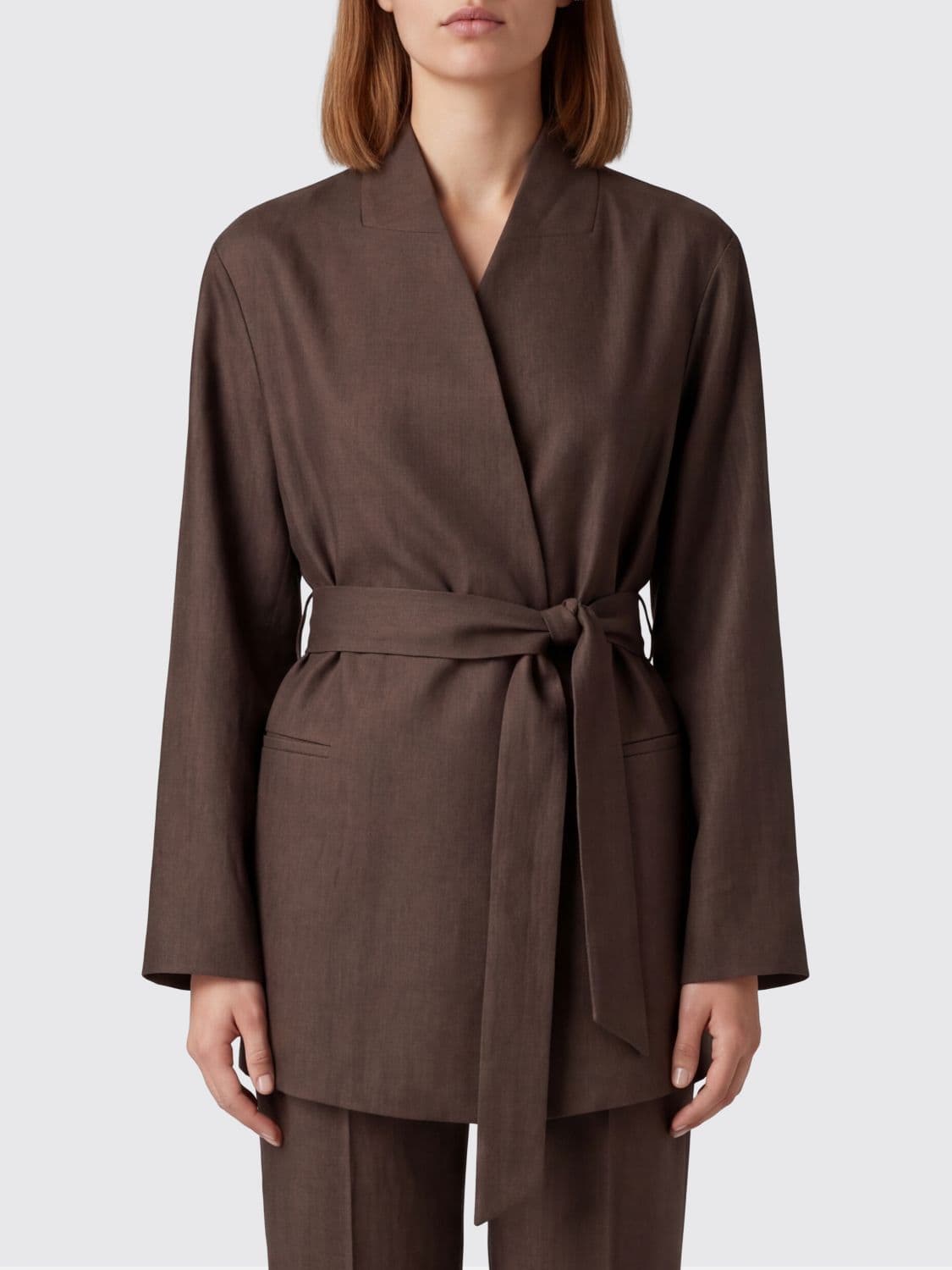 Kiton Linen Blend Blazer with Belt