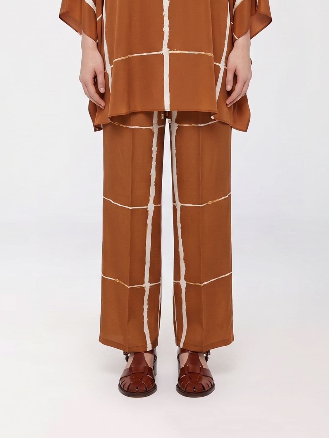 Kiton Printed Silk Palazzo Trousers · 46