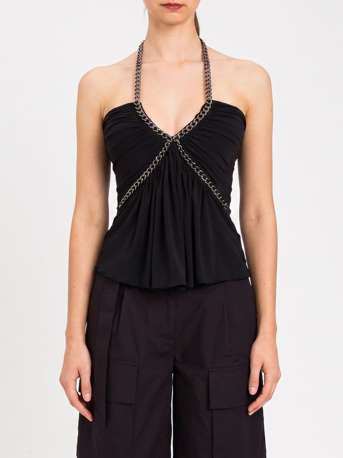 Actitude Twinset Polyester Top with Metallic Mesh