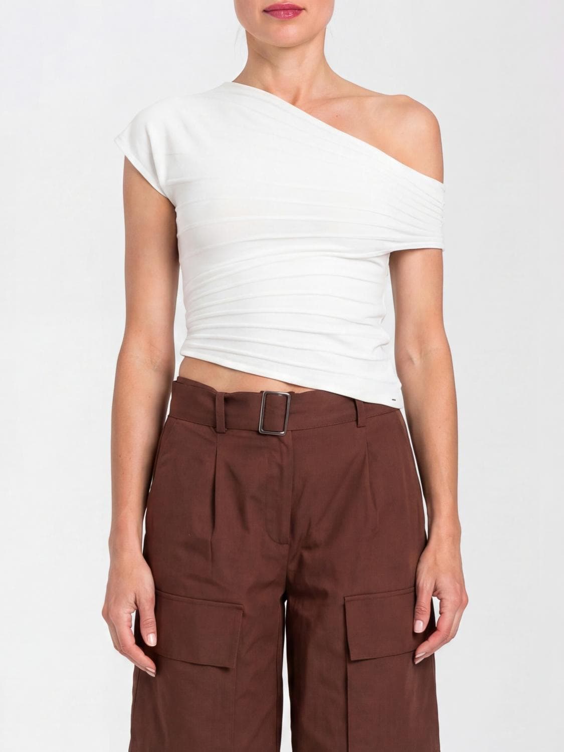 Actitude Twinset Viscose Blend One-Shoulder Top
