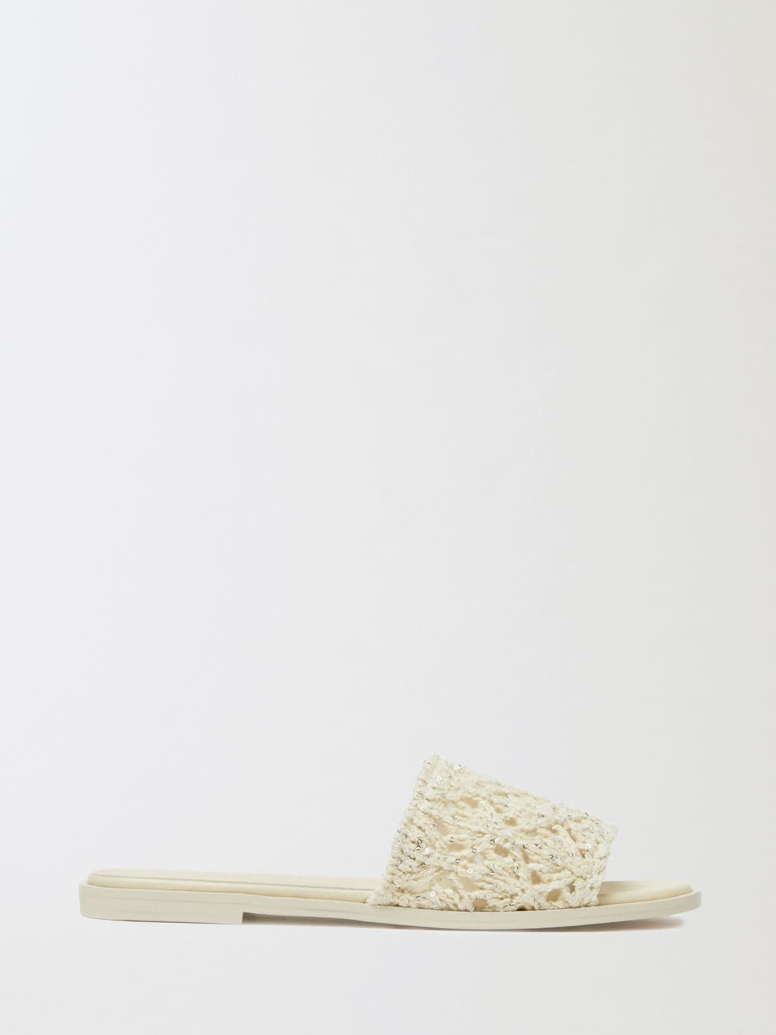 Fabiana Filippi Macramé Cotton Sliders with Embroidered Sequins