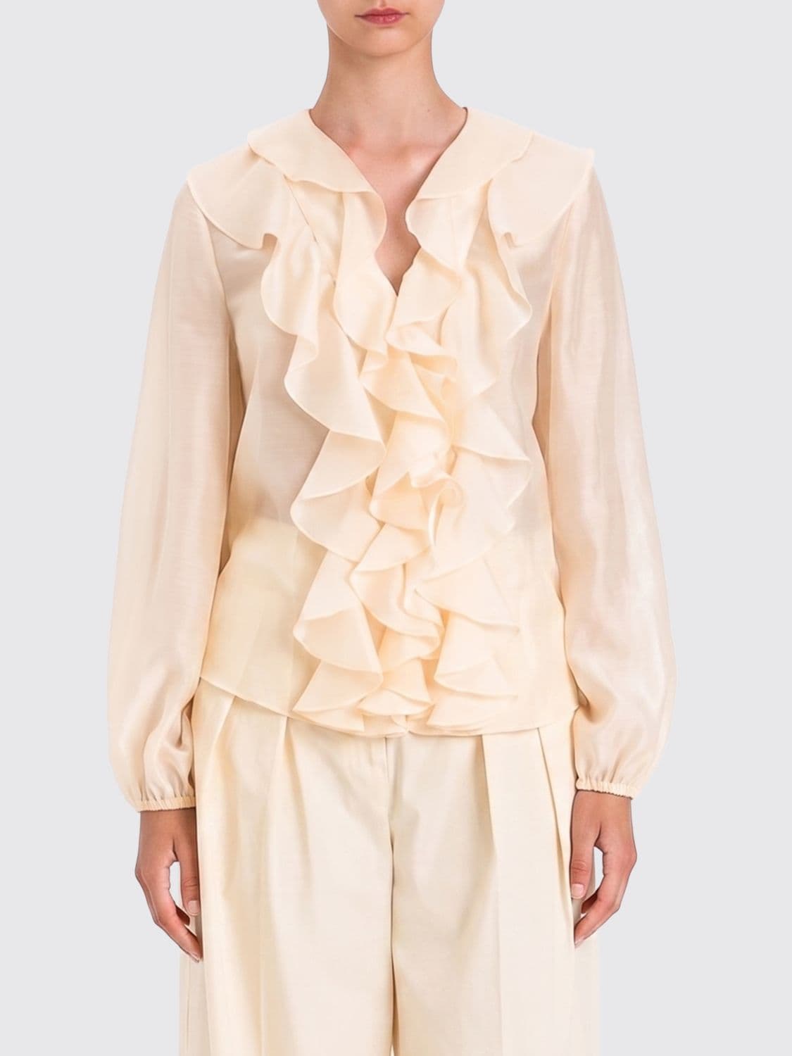 Actitude Twinset Organza Shirt with Ruffles