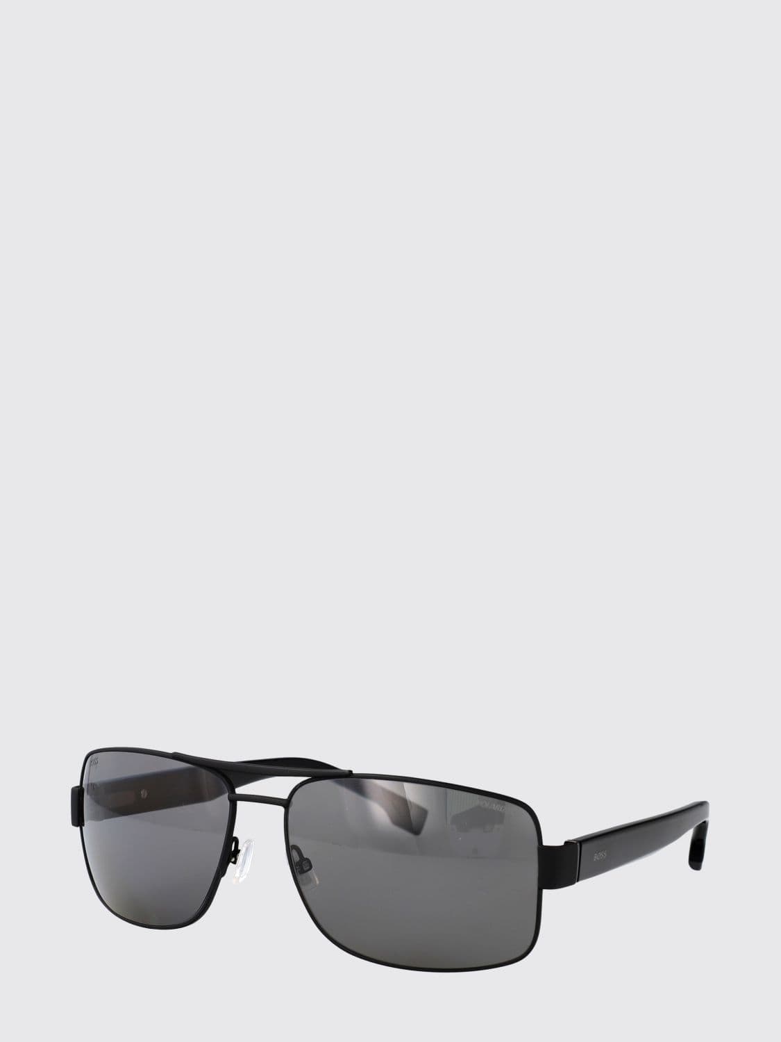 Boss Rectangular Aviator Metal Sunglasses with Lettering Logo · 62