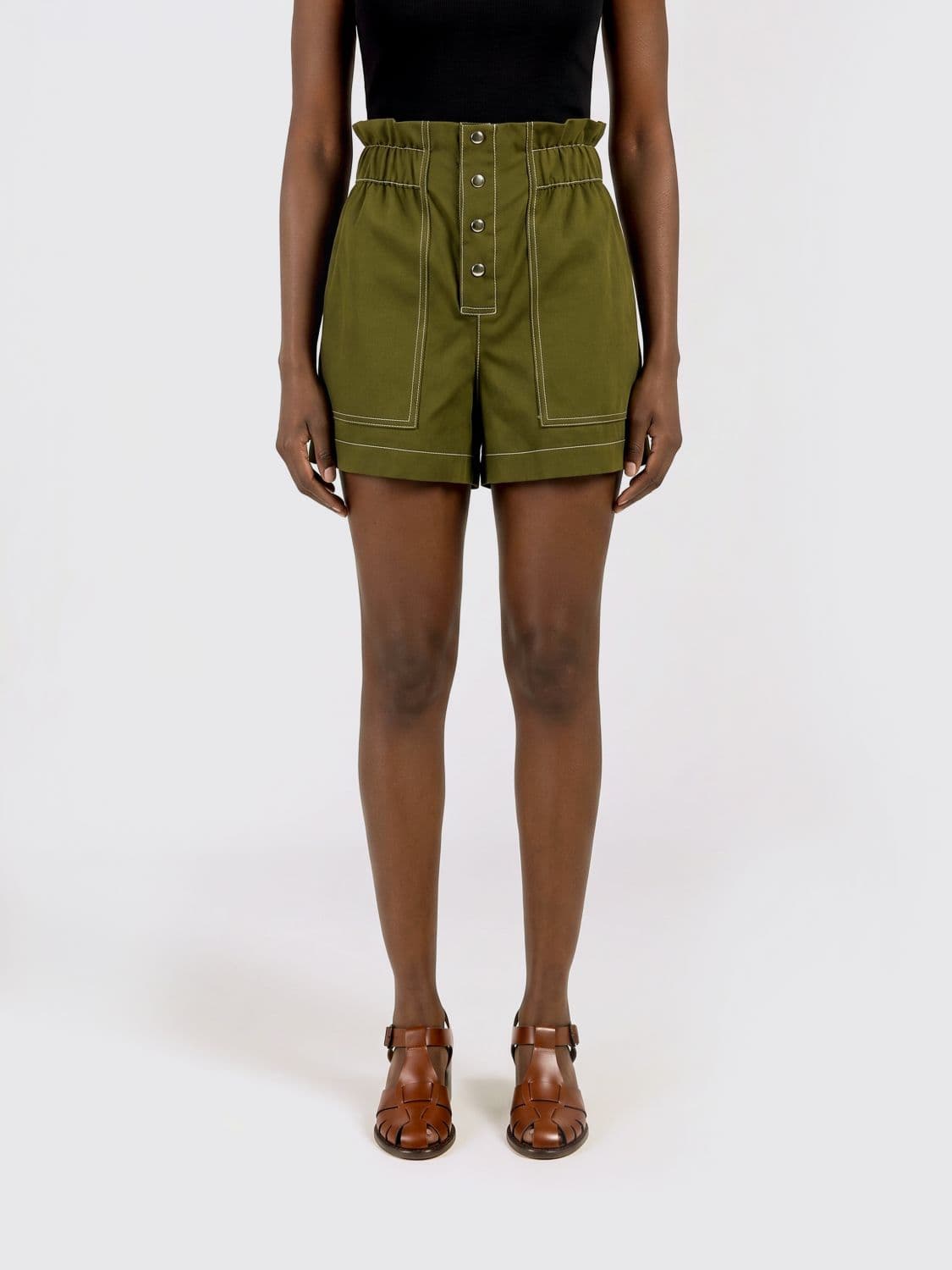 Marni High-Waisted Cotton-Blend Shorts with Slant Pockets · 42