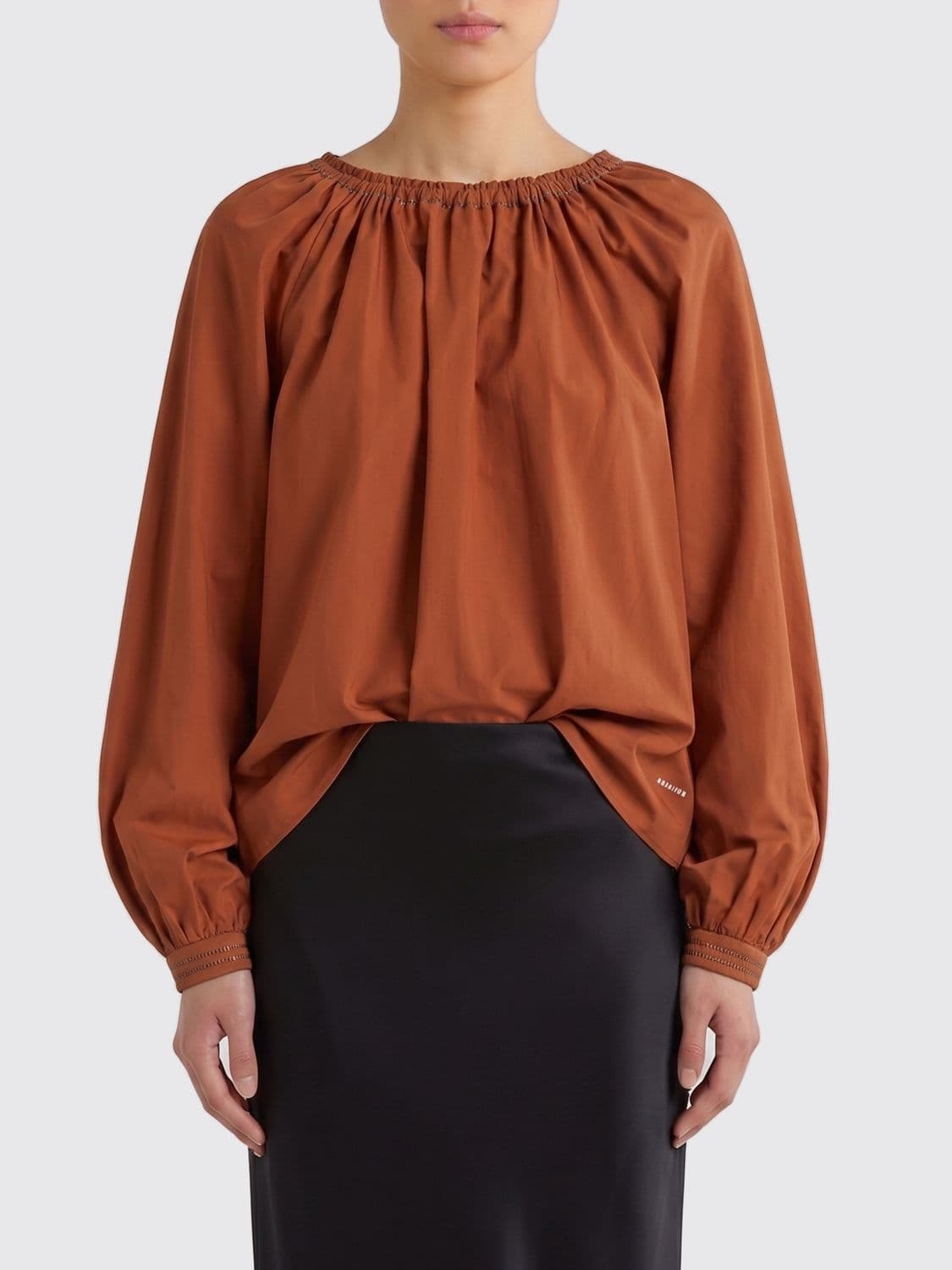 Marni Cotton Long-Sleeved Blouse with Crew Neck