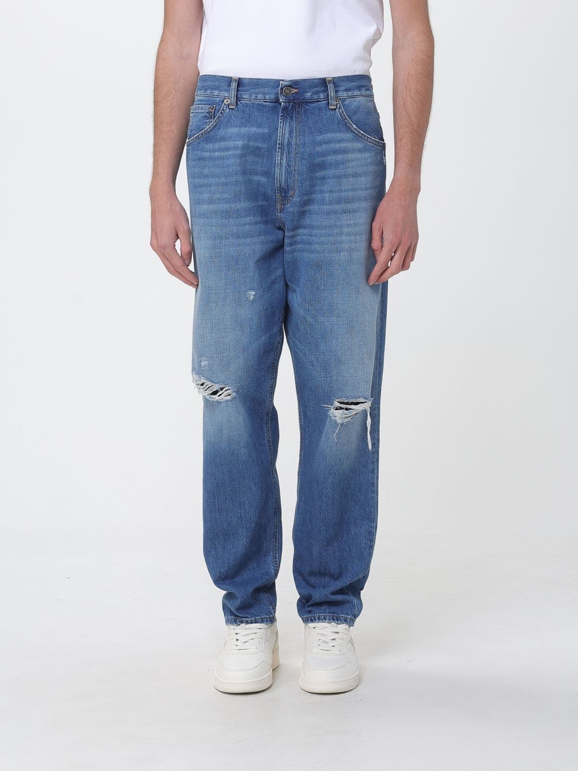 Dondup Distressed Denim Wide Leg Jeans