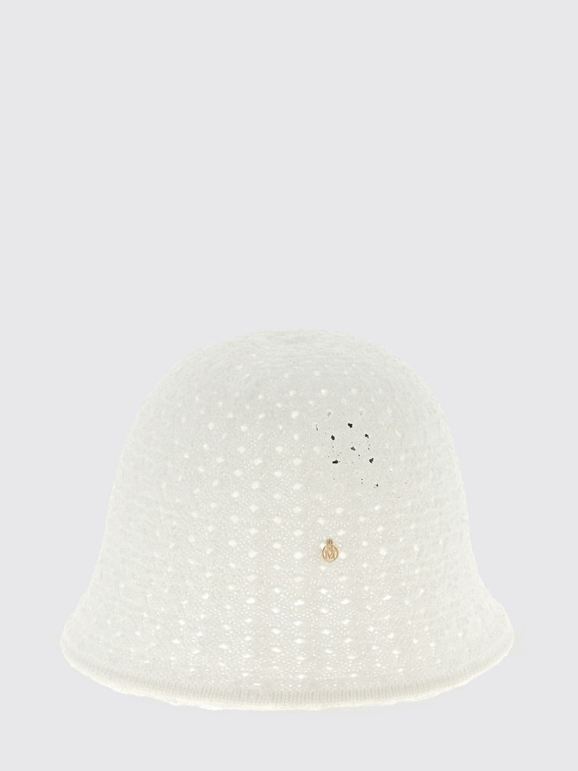 Maison Michel Crochet Cotton Blend Cloche Hat with Metallic Logo