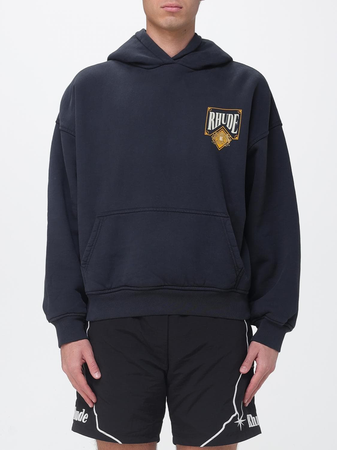 Rhude Oversized Cotton Hoodie with Contrast Logo