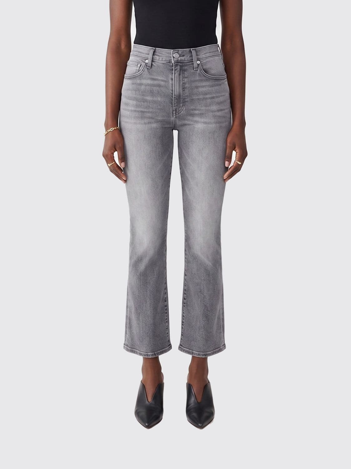 Mother High-Waisted Flared Jeans in Denim with Five-Pocket Design