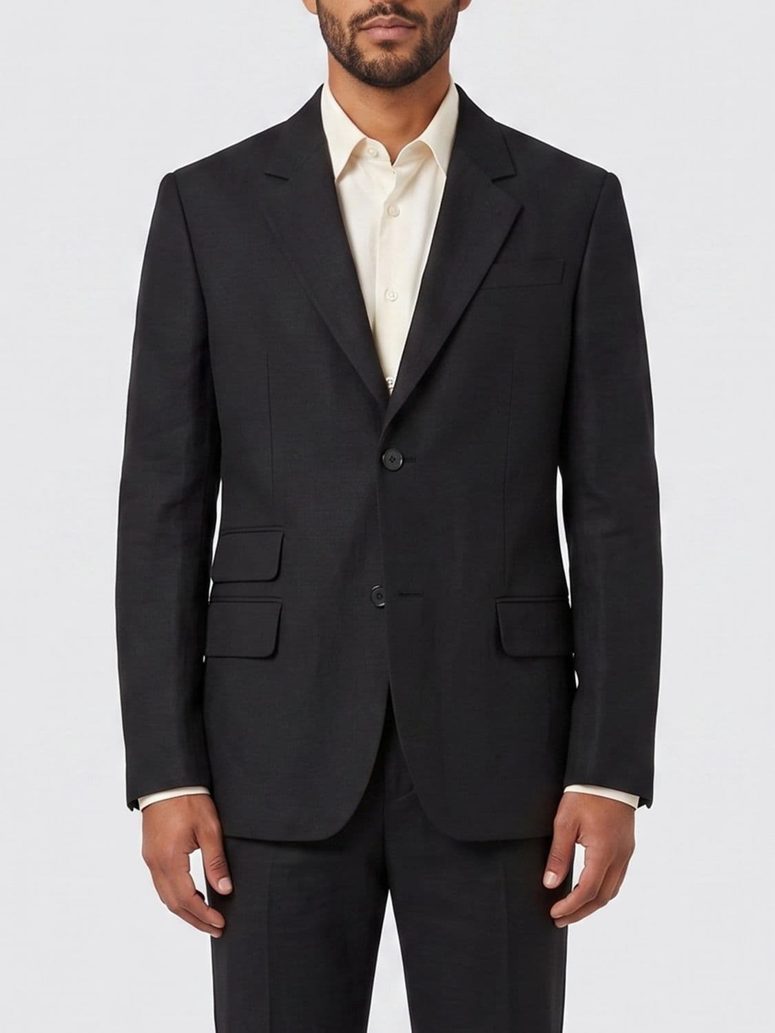 Ami Paris Single-Breasted Blazer in Linen and Viscose Blend with Classic Lapels