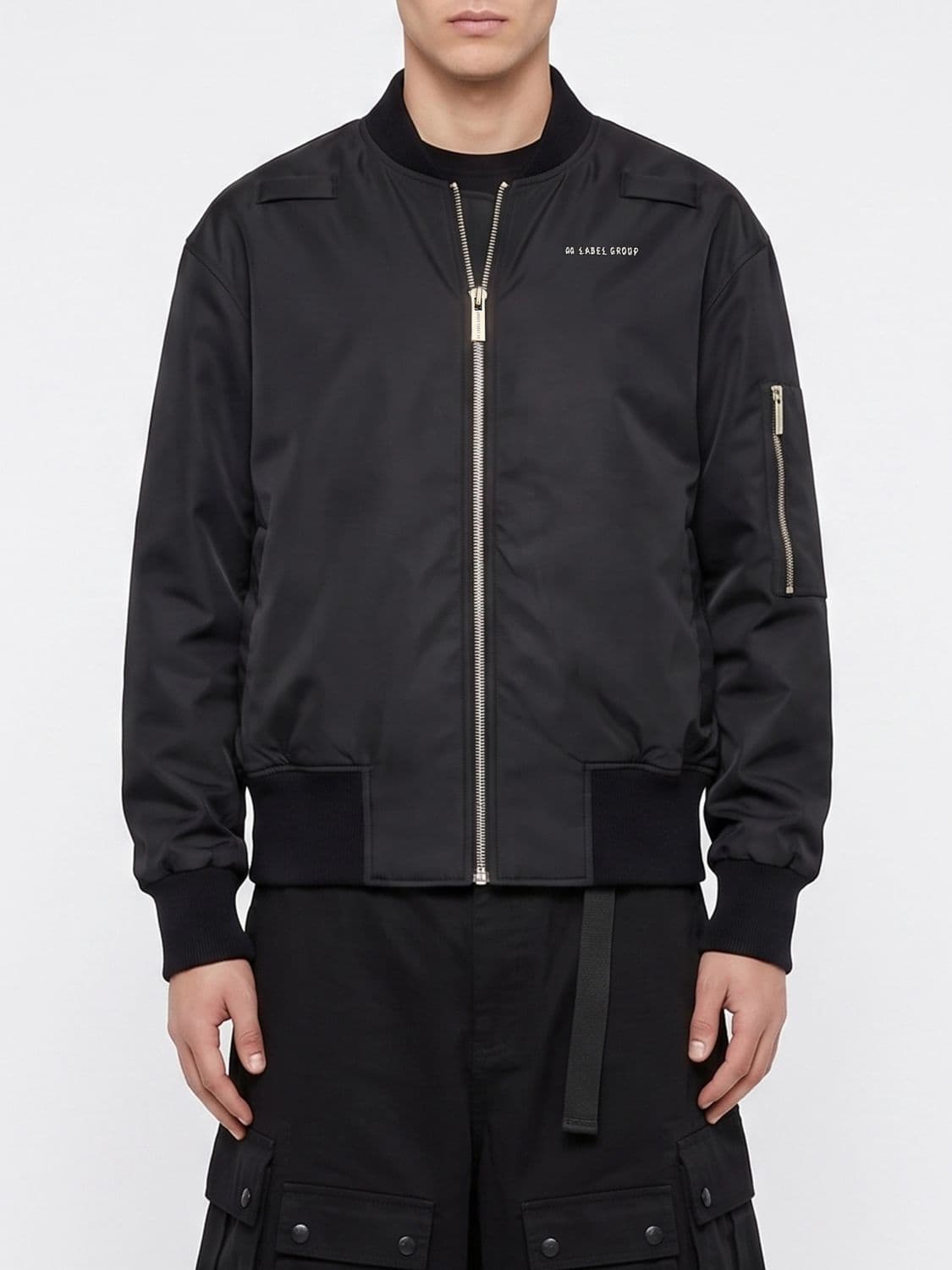 44 Label Group Nylon Bomber Jacket with Back Logo and Bomber Collar