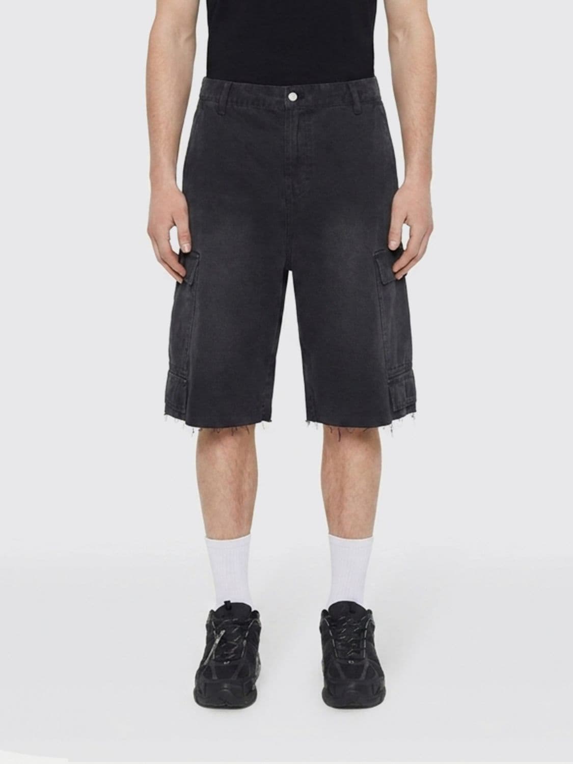 44 Label Group Knee-Length Cotton Denim Cargo Shorts