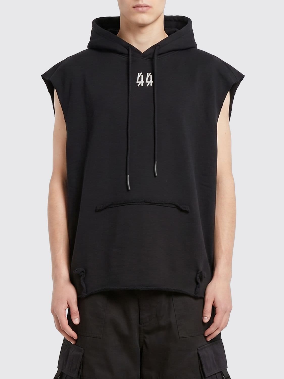 44 Label Group Sleeveless Cotton Hoodie with Back Logo · S