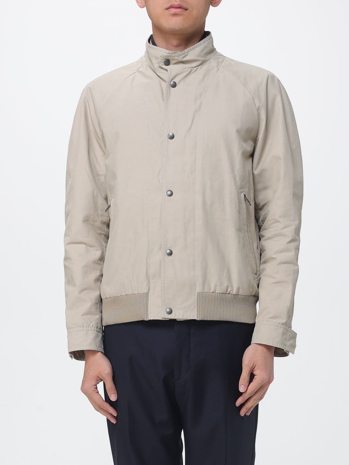 Fay Windproof and Water-Repellent Technical Nylon Bomber Jacket with High Collar