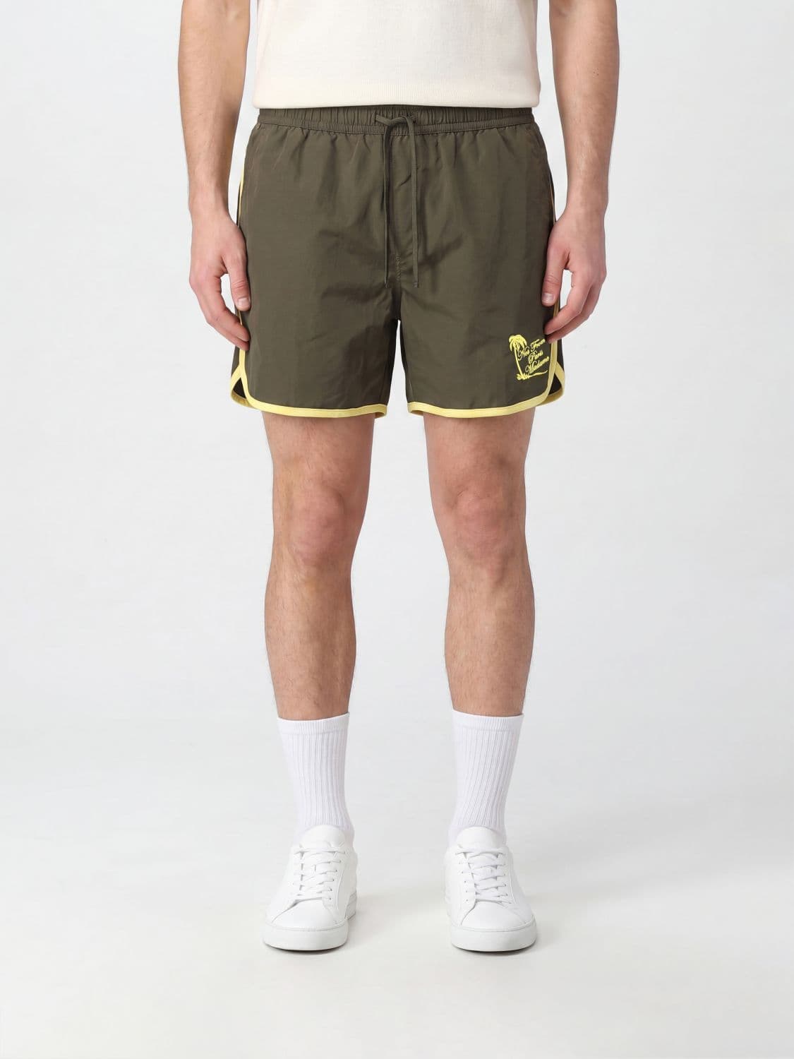 Drôle De Monsieur Technical Fabric Jogging Shorts with Contrast Logo
