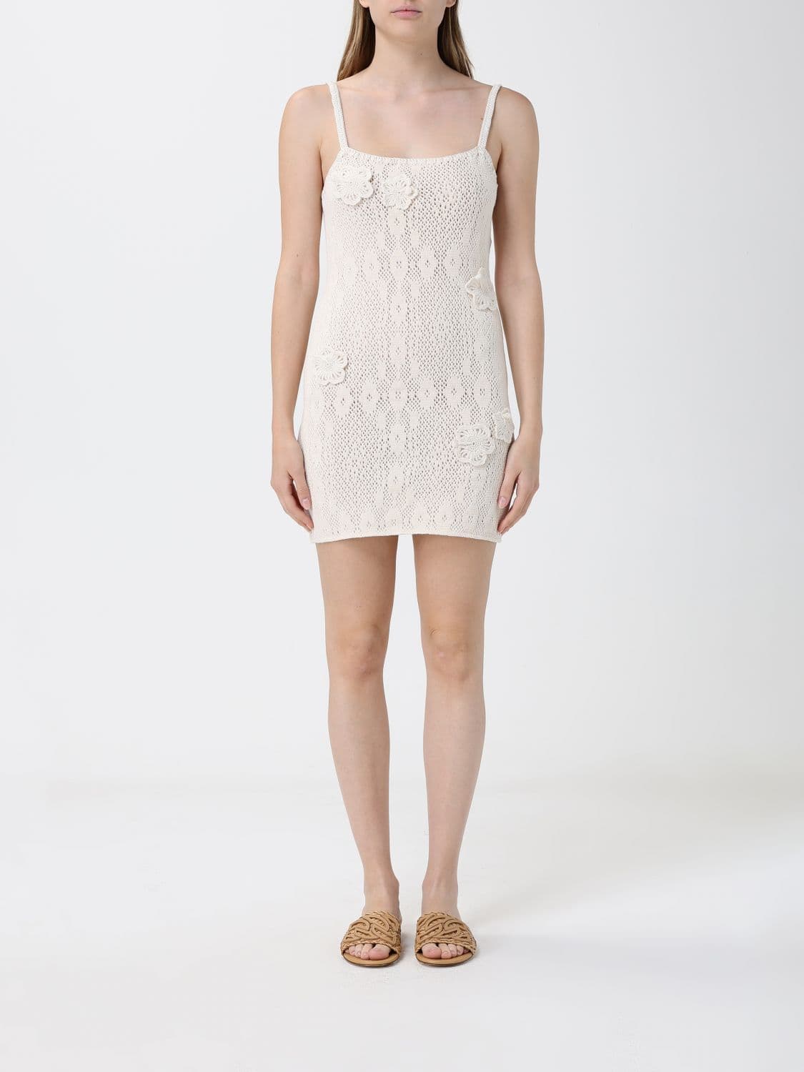Mc2 Saint Barth Embroidered Viscose Blend Dress with a Square Neckline