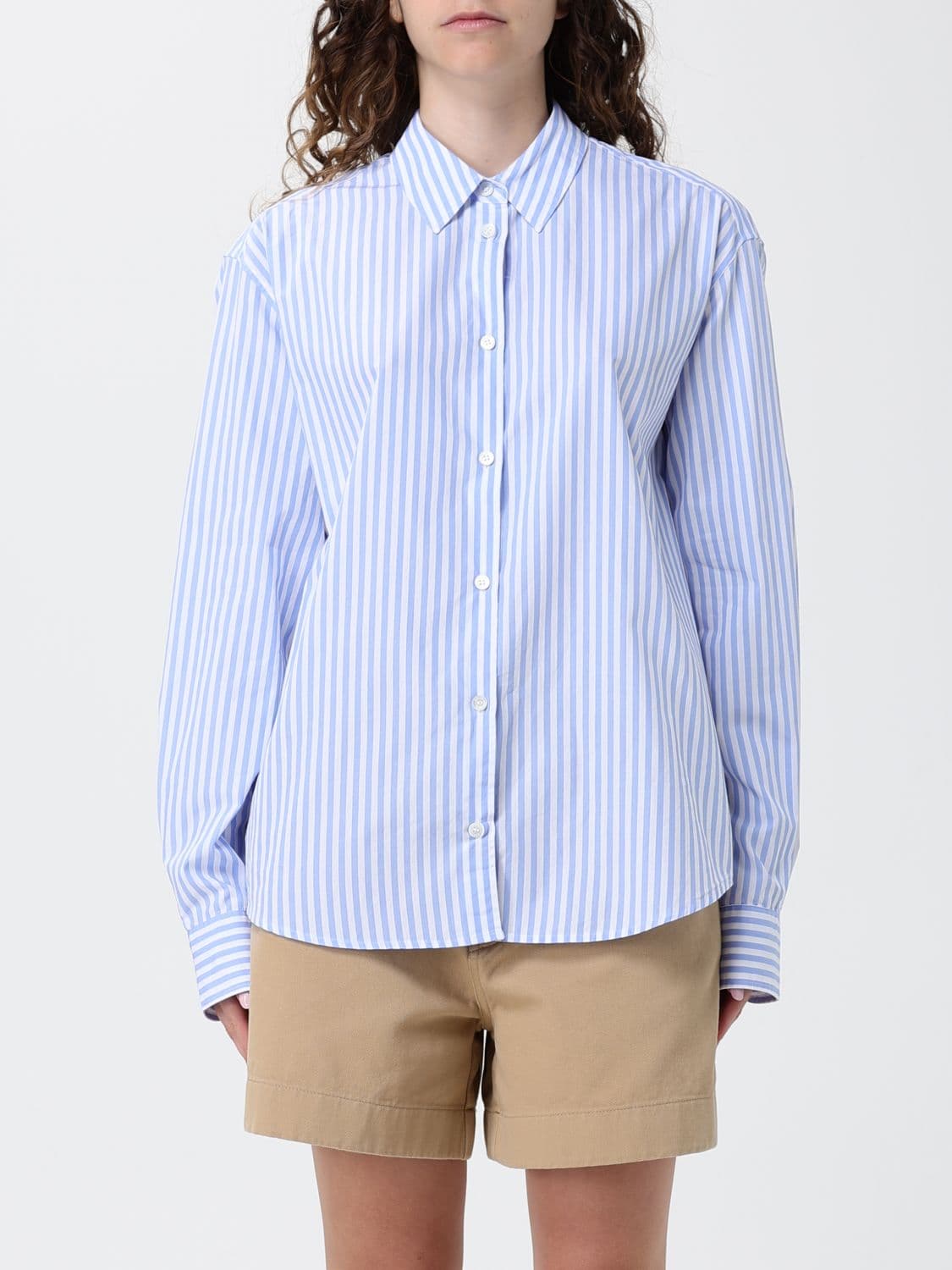 Mc2 Saint Barth Striped Cotton Long-Sleeve Shirt with a French Collar