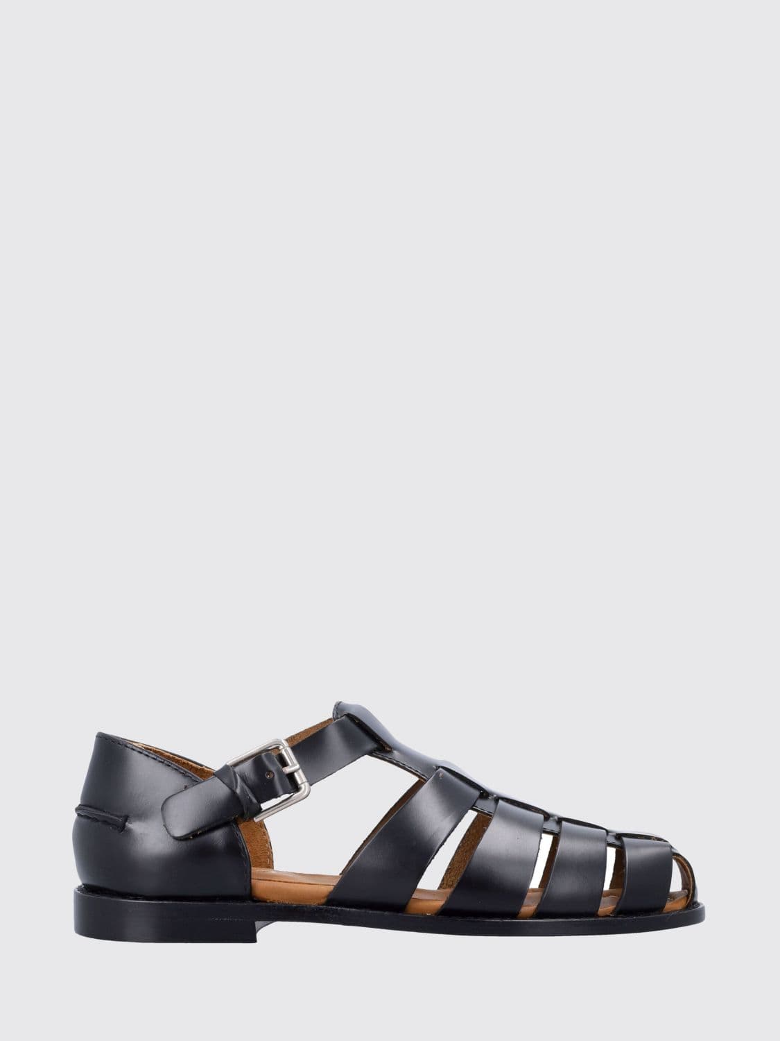 Sebago Gurkha Tale Smooth Leather Sandals with Low Heel and Strap