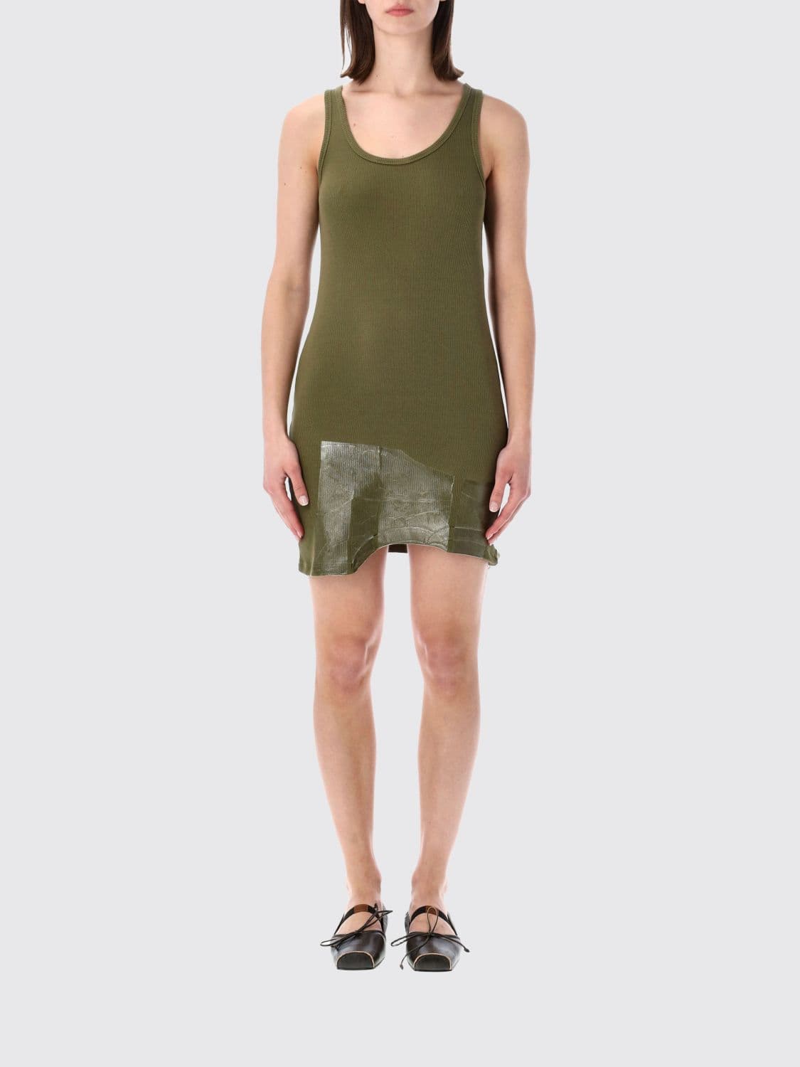 Maison Margiela Slim Fit Asymmetric Cotton Mini Dress with a U-neck · M