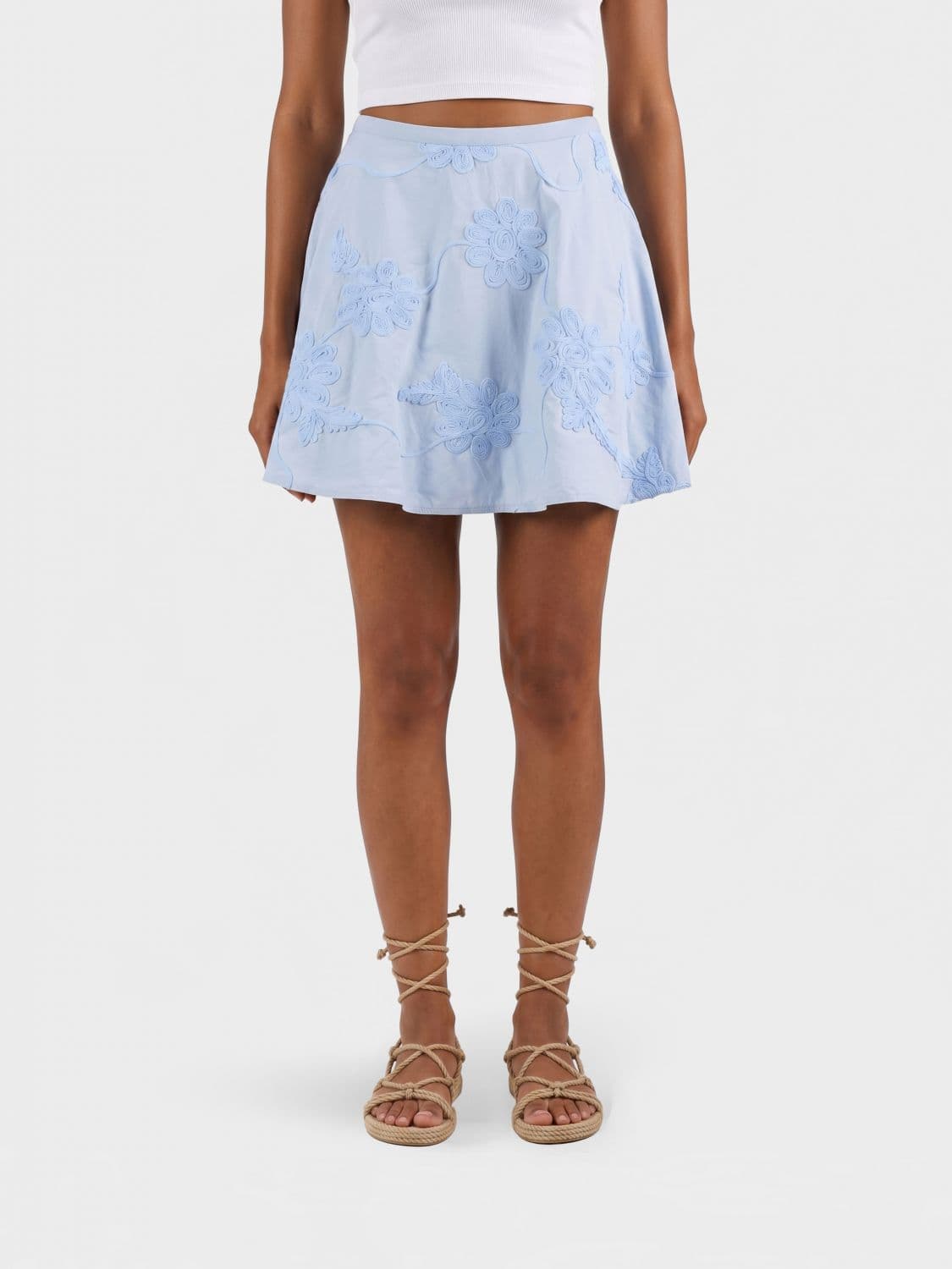 Rotate A-Line Mini Skirt in Organic Cotton with Floral Print