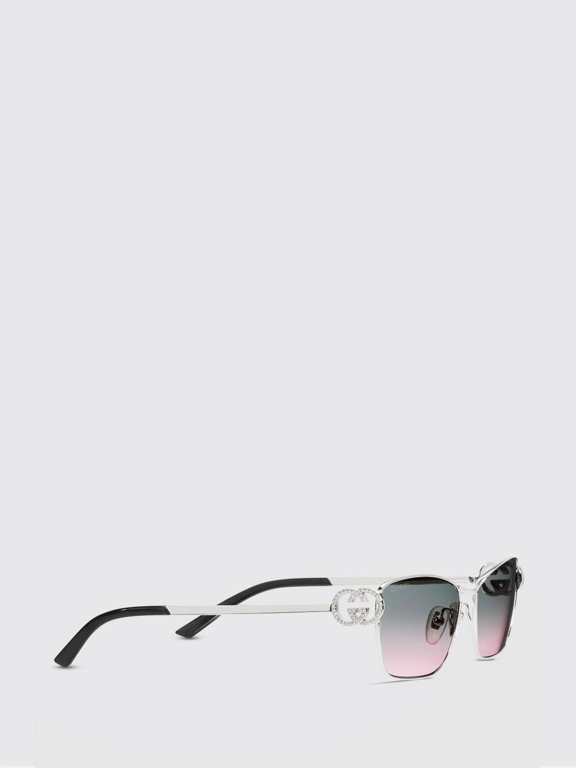 Gucci Cat-Eye Metal Sunglasses with GG Monogram and Tinted Lenses · OS