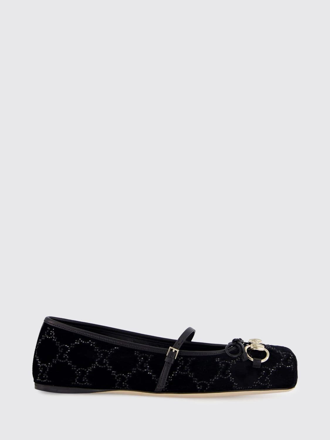 Gucci Velvet Horsebit Ballerinas with GG Rhinestone Monogram