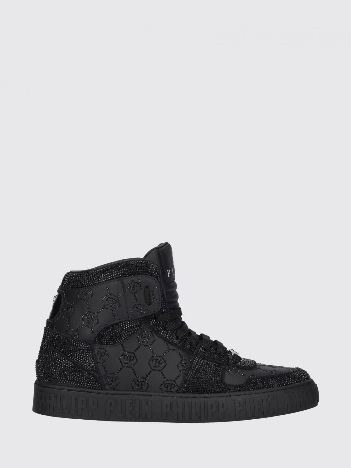 Philipp Plein Leather Sneakers with Applied Rhinestones