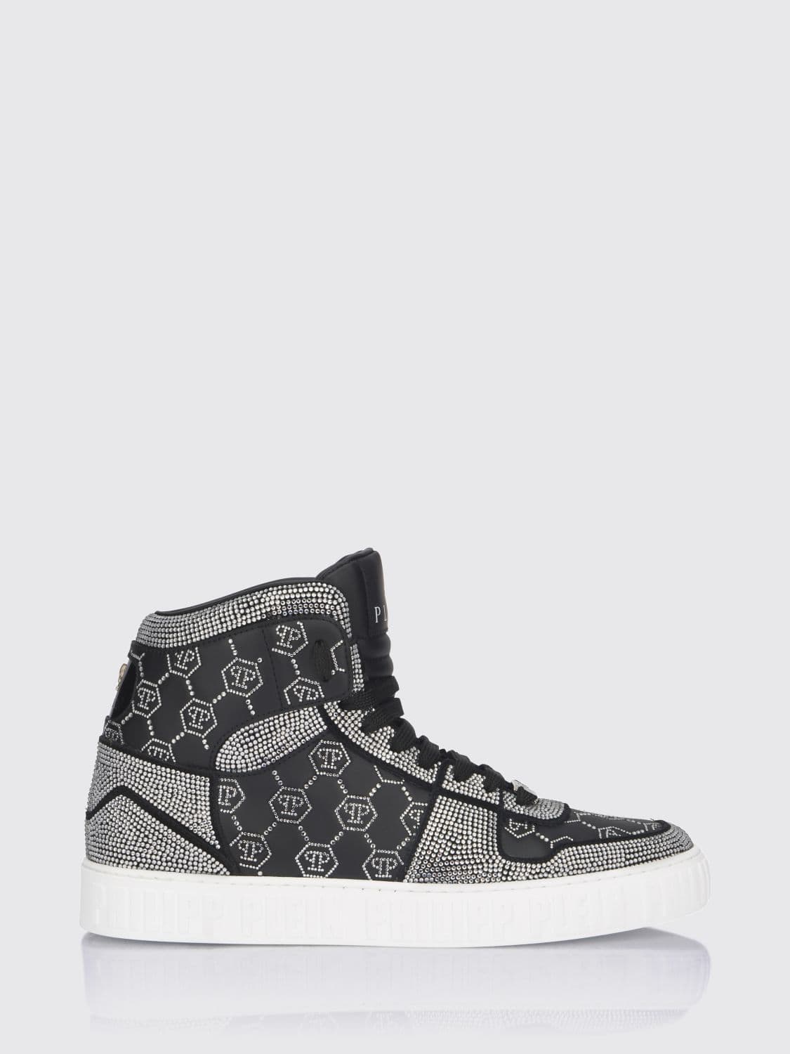 Philipp Plein Leather Sneakers with Applied Rhinestones