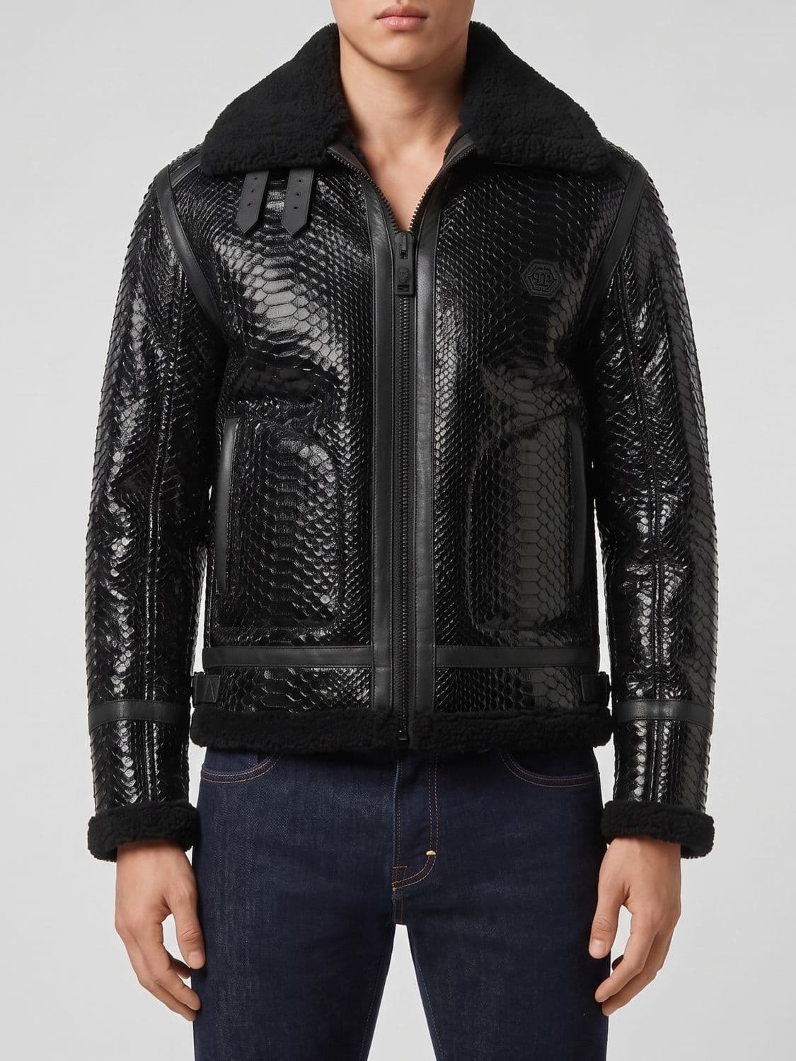 Philipp Plein Snake Leather Jacket