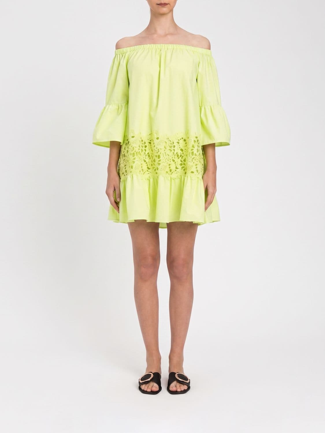 Twinset U & b Cotton Mini Dress With Macramé Inserts · M