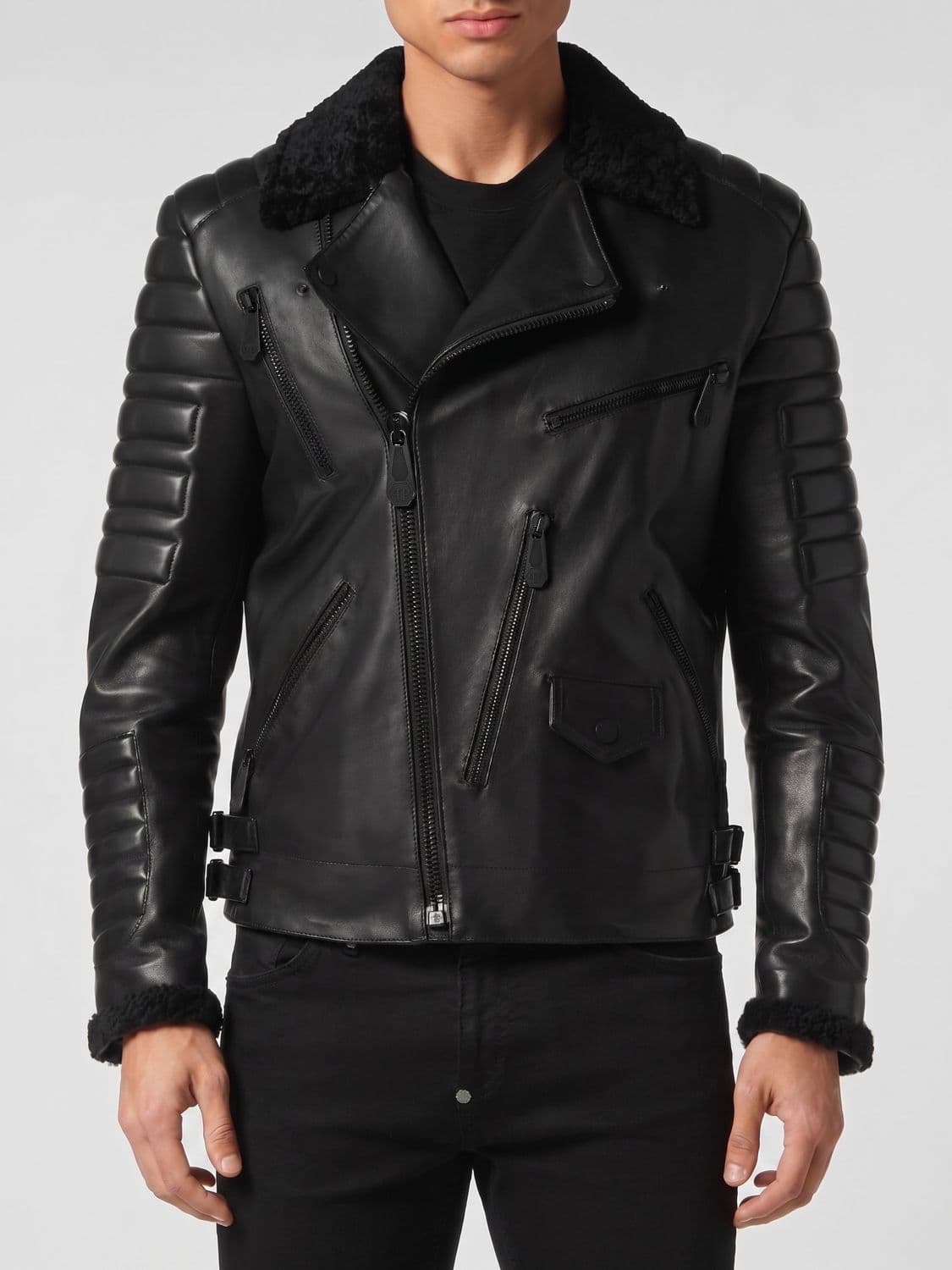 Philipp Plein Lambskin Biker Jacket