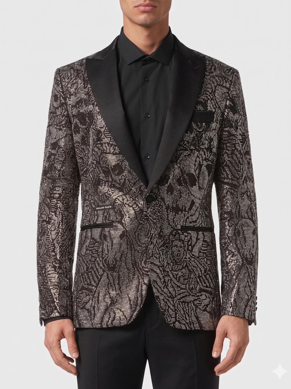 Philipp Plein Single-Breasted Blazer with All-Over Rhinestones