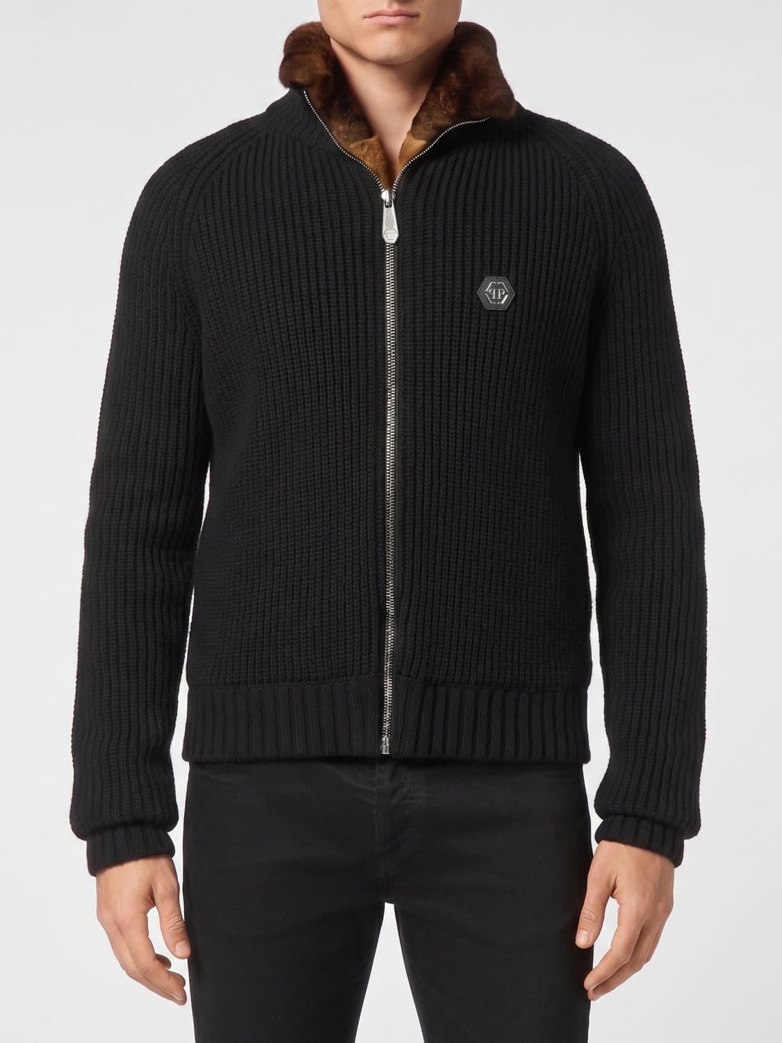Philipp Plein Shearling Wool Cardigan