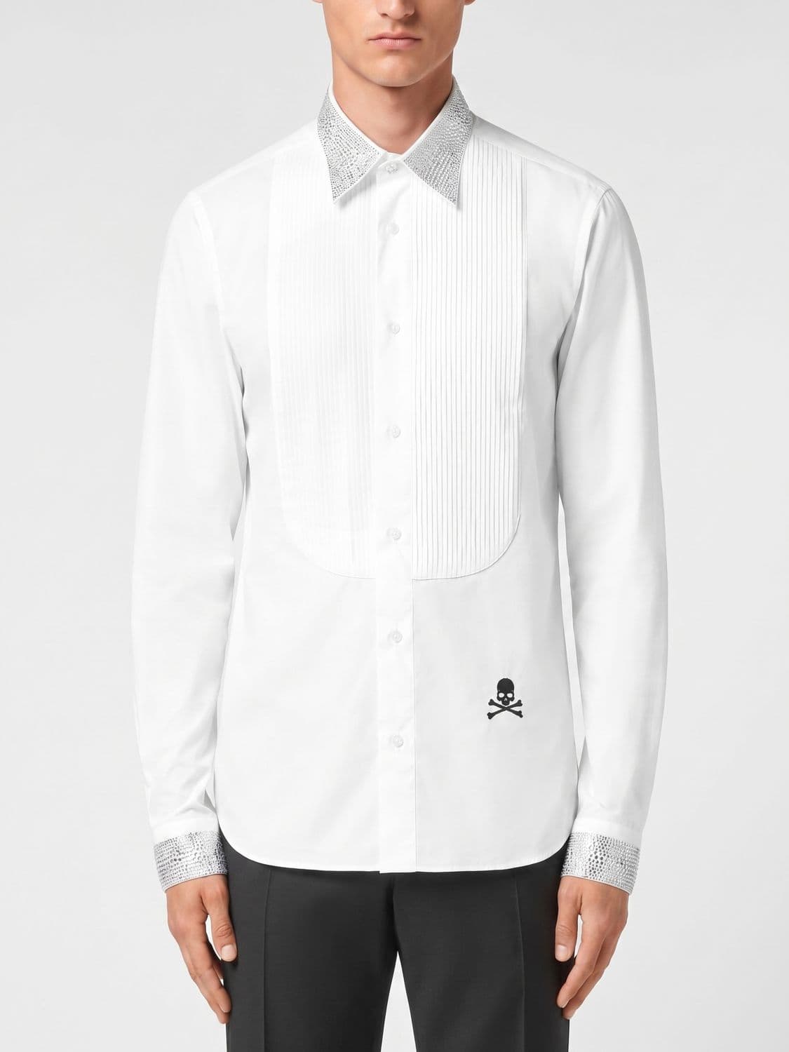 Philipp Plein Cotton Shirt with Jewel Collar