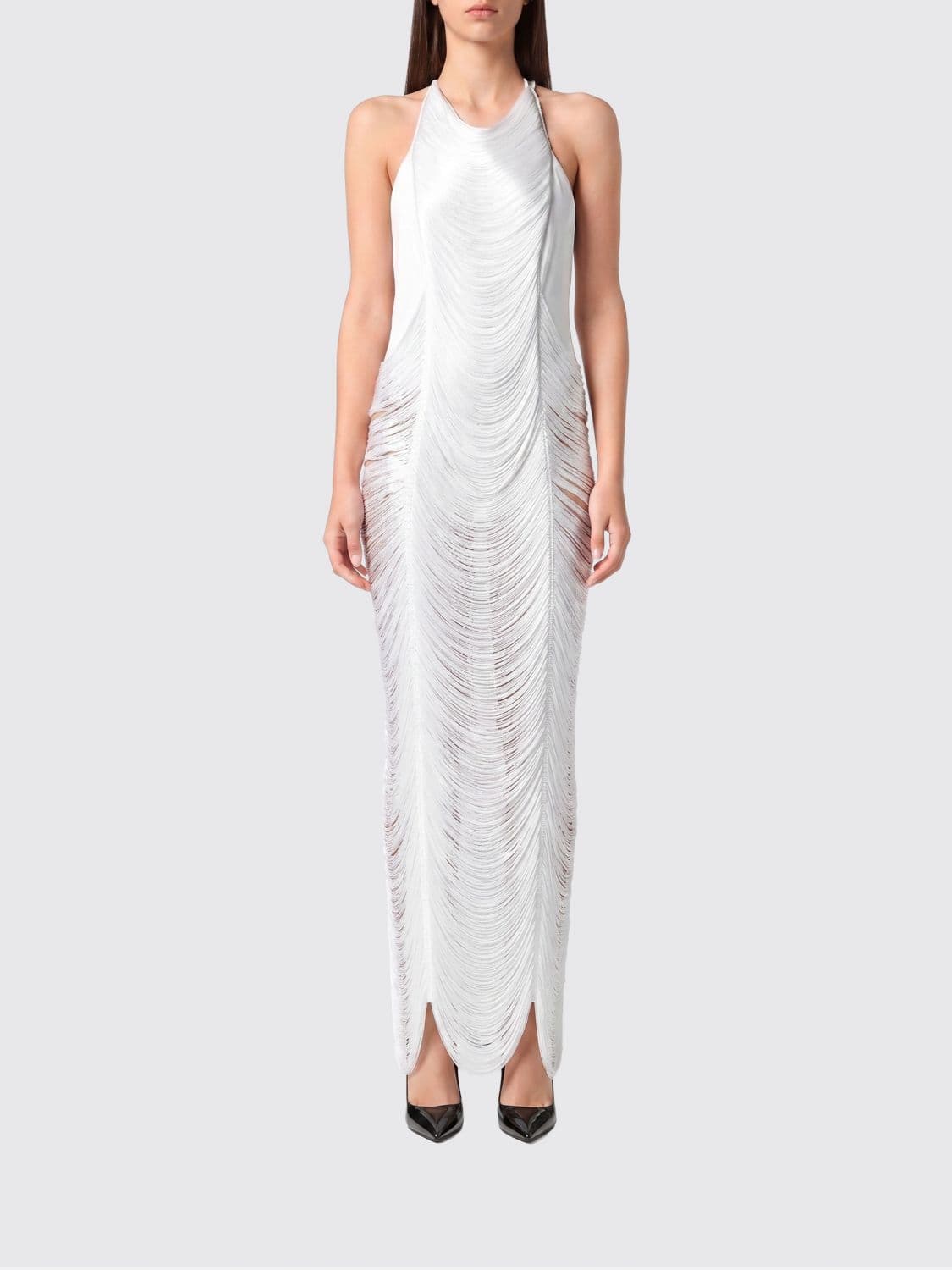 Philipp Plein Long Dress with Fringes