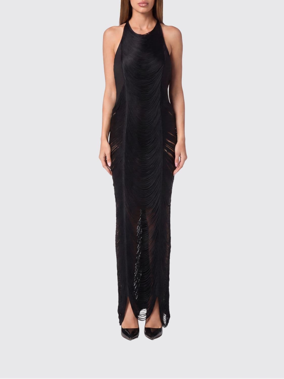 Philipp Plein Long Dress with Fringes
